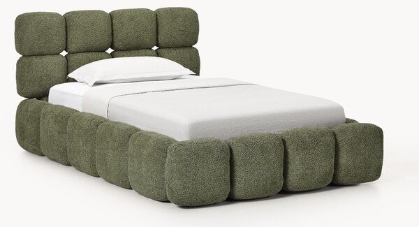 Letto singolo imbottito in teddy bouclé Tayla
