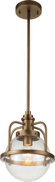Lampada a sospensione in metallo vetro Ø 24 cm H: max. 129 cm IP44 in ottone E27 paralume a sfera luce a sospensione vintage