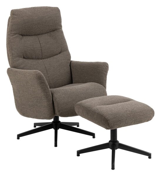 Poltrona relax grigio-marrone in tessuto bouclé London - Actona