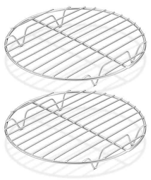 Griglia per raffreddare torte, 2 pezzi, realizzata in acciaio inossidabile, forma circolare, diametro 23 cm