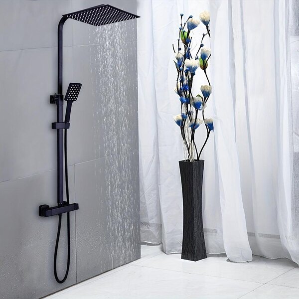 Doccia a soffitto - Set doccia - Colonna doccia - Miscelatore termostatico - Doccetta - Acciaio inossidabile - 30 x 30 cm