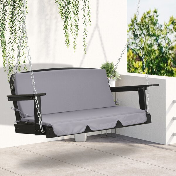 Outsunny Cuscini da Esterno per Dondolo da Giardino 3 Posti con Lacci, 2 Pezzi da 130x45x5 cm, Grigio|Aosom