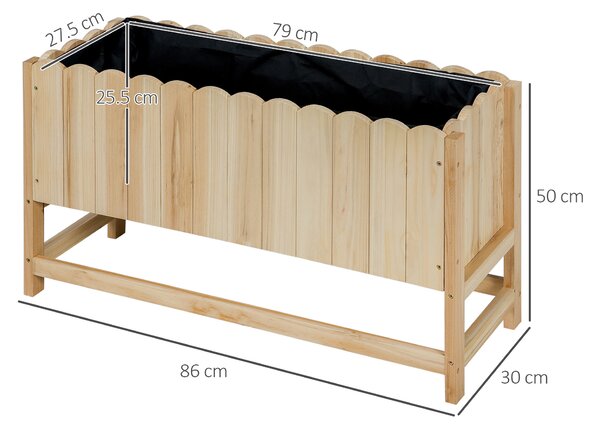 Outsunny Fioriera da Esterno Verticale in Legno con Foro di Drenaggio e Rivestimento Interno, 86x30x50 cm|Aosom