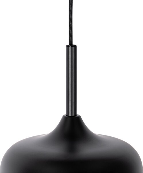 Lampada a sospensione nera con oro e vetro fumé 3 luci rotonda - Kyan