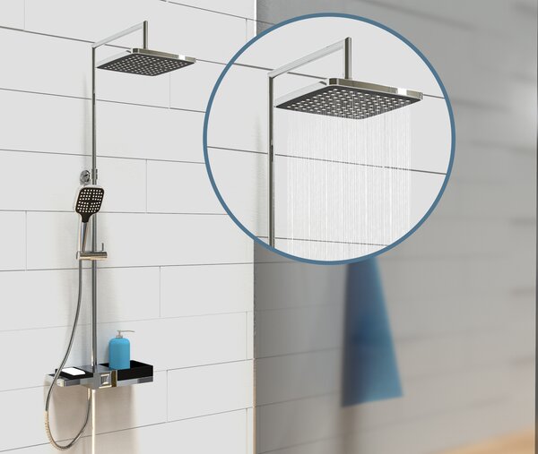 Set doccia SCHÜTTE BLUEPERL, sistema doccia con getto a pioggia e sistema modulare, cromo/nero opaco