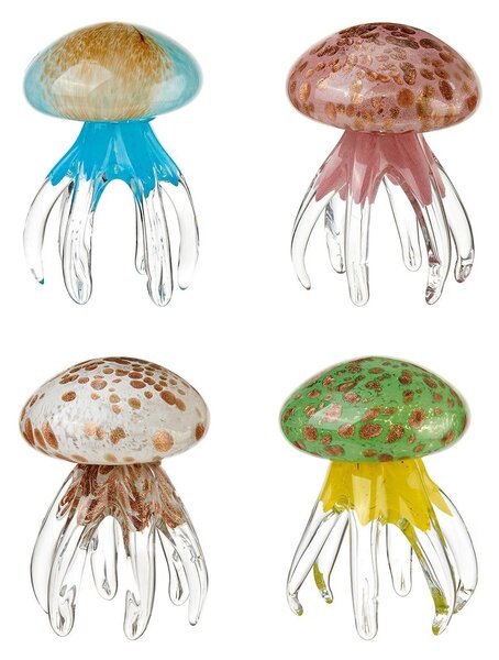 Set 4 meduse decorative in vetro L'Oca Nera