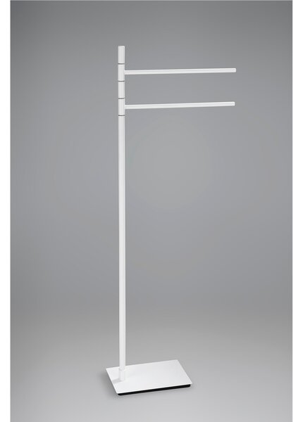 Piantana portasciugamani da bagno 2 bracci snodati Linea Basic Design Moderno dimensioni 33x15xh90 cm - bracci lunghezza 28 cm Bianco Opaco Garanzia i0 anni contro la ruggine