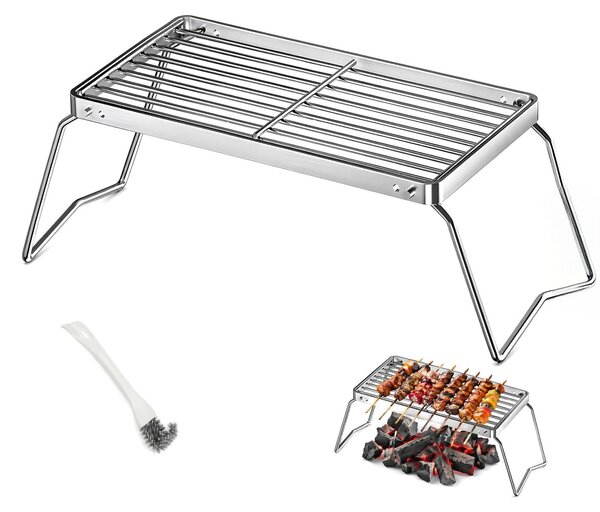 Griglia pieghevole per barbecue, in acciaio inossidabile, dimensioni 30 x 16 cm