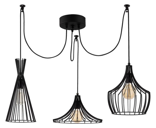 Lampadario nero con paralume in metallo Mezopotamya – Opviq lights