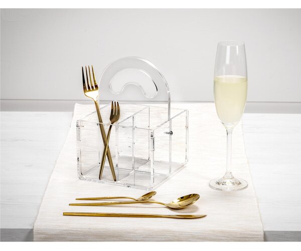Portaposate 4 Scomparti SERVICE BLACK, Dimensioni 14x15x h20 cm, peso 0,52 kg, spessore 4 mm ideale per party e buffet colore trasparente