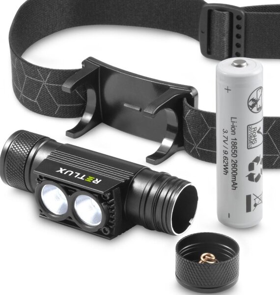 Retlux - LED Lampada frontale in alluminio ricaricabile e dimmerabile LED/2600 mAh IP65