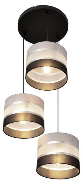 Lampadario a sospensione con filo HELEN 3xE27/15W/230V nero/grigio/argento