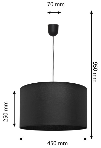 Lampadario su corda ALBA 1xE27/15W/230V d. 45 cm nero