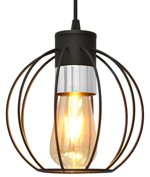Lampadario a sospensione con filo STARLIGHT 1xE27/15W/230V nero/argento