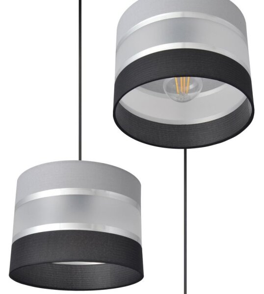 Lampadario a sospensione con filo HELEN 3xE27/15W/230V nero/grigio/argento