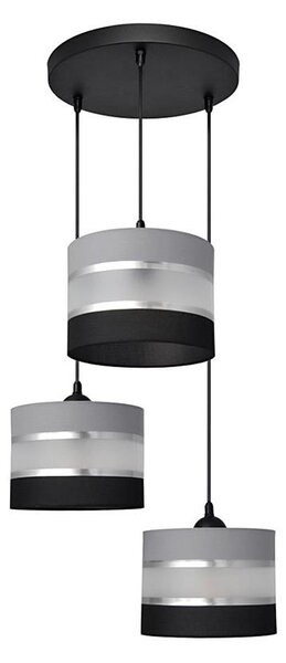 Lampadario a sospensione con filo HELEN 3xE27/15W/230V nero/grigio/argento