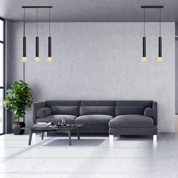Lampadario a sospensione con filo TUBA 3xE27/15W/230V nero