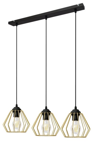 Lampadario a sospensione con filo AGAT 3xE27/15W/230V oro/nero