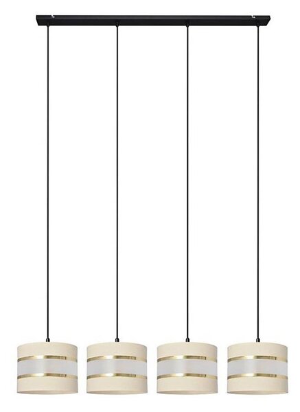 Lampadario a sospensione con filo HELEN 4xE27/15W/230V color crema/nero/oro