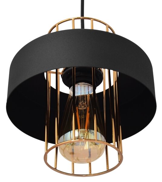 Lampadario a sospensione con filo VOLTA 1xE27/15W/230V nero/oro