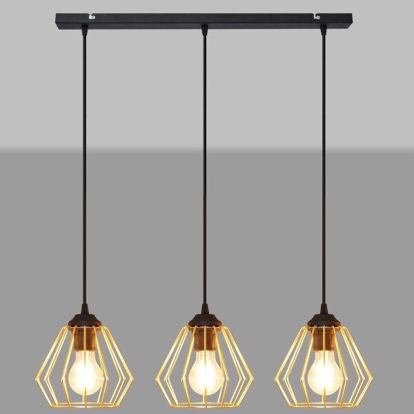 Lampadario a sospensione con filo AGAT 3xE27/15W/230V oro/nero