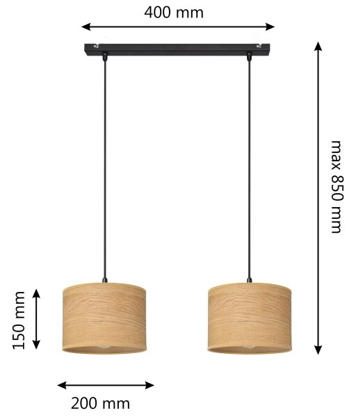 Lampadario a sospensione con filo ALBA 2xE27/15W/230V marrone/nero
