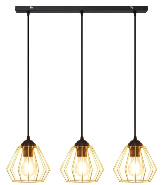 Lampadario a sospensione con filo AGAT 3xE27/15W/230V oro/nero