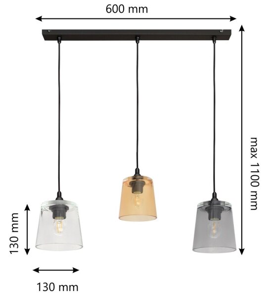 Lampadario a sospensione con filo LUCEA 3xE27/15W/230V