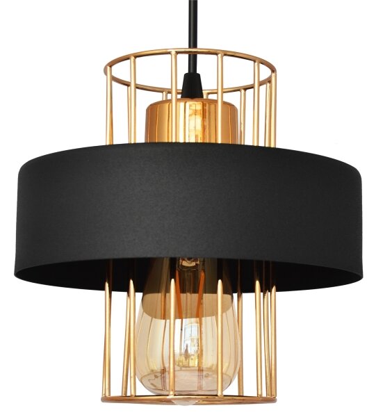 Lampadario a sospensione con filo VOLTA 1xE27/15W/230V nero/oro