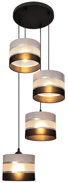 Lampadario a sospensione con filo HELEN 4xE27/15W/230V nero/grigio/argento