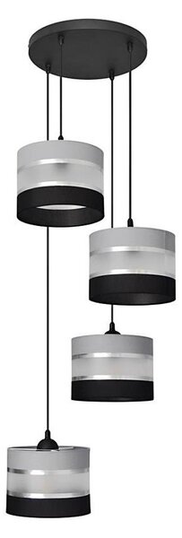 Lampadario a sospensione con filo HELEN 4xE27/15W/230V nero/grigio/argento