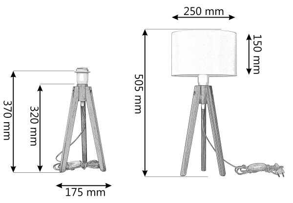 Lampada da tavolo ALBA 1xE27/15W/230V bianco/oro/quercia