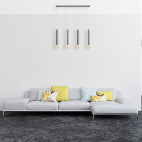 Lampadario a sospensione con filo TUBA 4xE27/15W/230V grigio