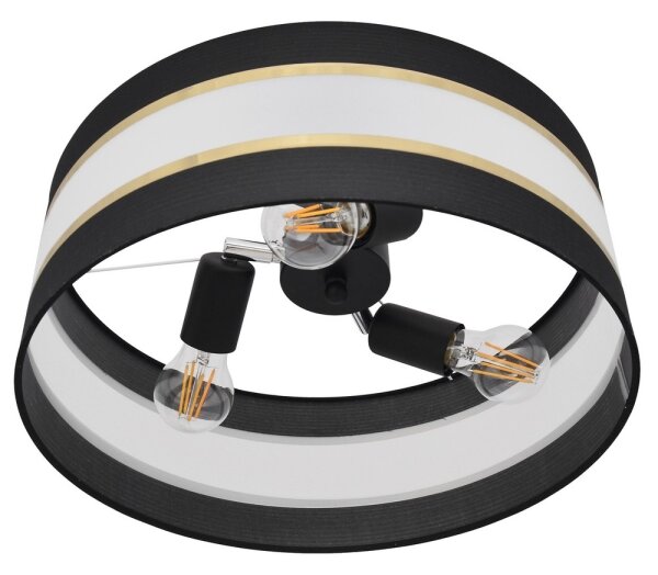 Lampadario a sospensione con supporto rigido HELEN 3xE27/15W/230V nero/oro