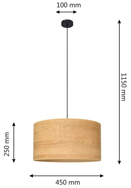 Lampadario a sospensione con filo ALBA 1xE27/15W/230V diametro 45 cm marrone/nero