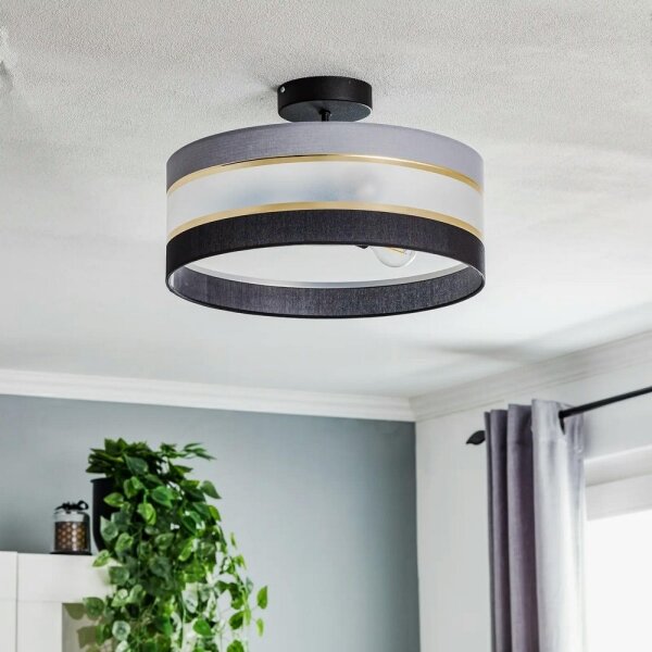 Lampadario a sospensione con supporto rigido HELEN 3xE27/15W/230V nero/grigio/oro