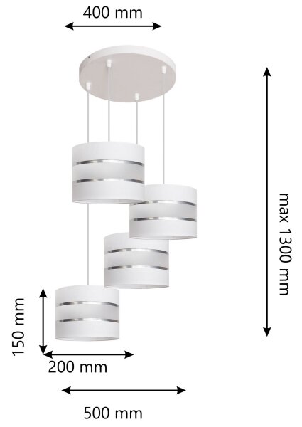 Lampadario su filo HELEN 4xE27/15W/230V bianco