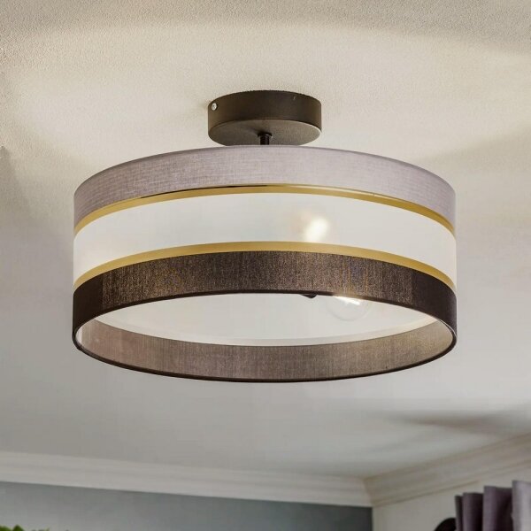 Lampadario a sospensione con supporto rigido HELEN 3xE27/15W/230V nero/grigio/oro