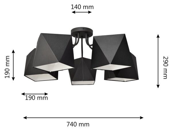 Lampadario ADAMANT 5xE27/15W/230V nero