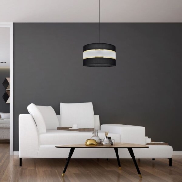 Lampadario a sospensione con filo HELEN 1xE27/15W/230V diametro 35 cm nero/oro