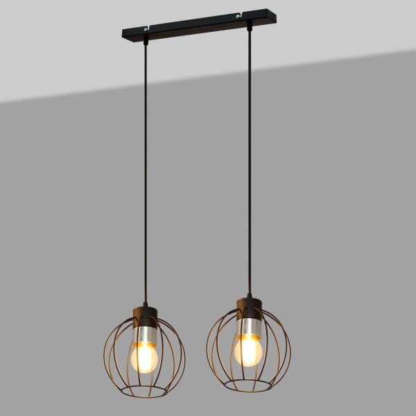 Lampadario a sospensione con filo STARLIGHT 2xE27/15W/230V nero/argento