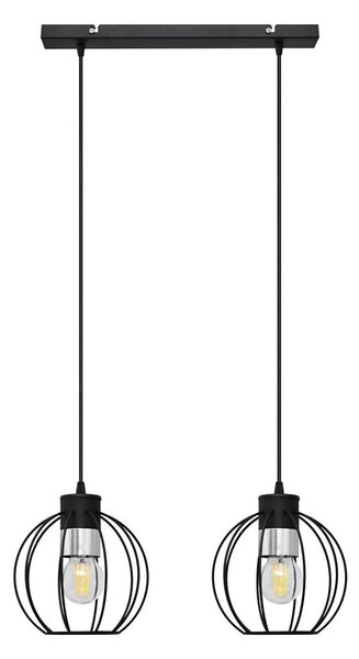 Lampadario a sospensione con filo STARLIGHT 2xE27/15W/230V nero/argento