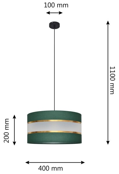 Lampadario a sospensione con filo HELEN 1xE27/15W/230V diametro 40 cm verde/oro