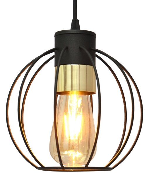 Lampadario a sospensione con filo STARLIGHT 1xE27/15W/230V nero/oro