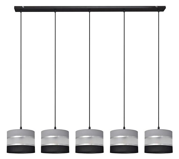 Lampadario a sospensione con filo HELEN 5xE27/15W/230V nero/grigio/argento
