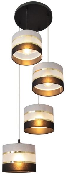 Lampadario a sospensione con filo HELEN 4xE27/15W/230V nero/grigio/oro