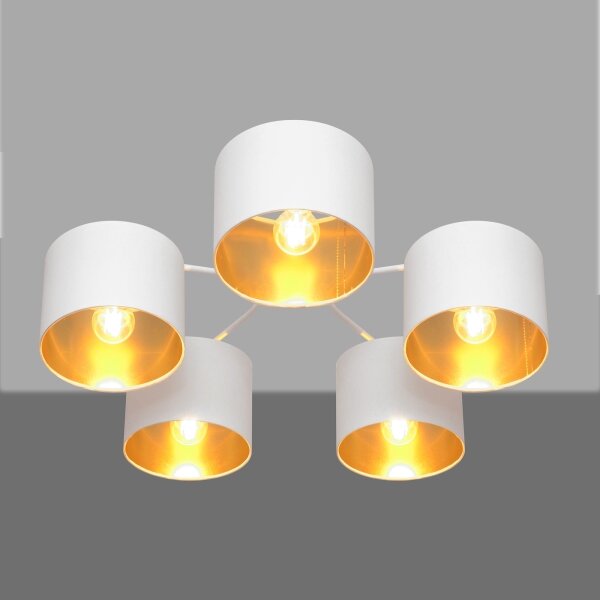 Lampadario a plafone ALBA 5xE27/15W/230V bianco/dorato