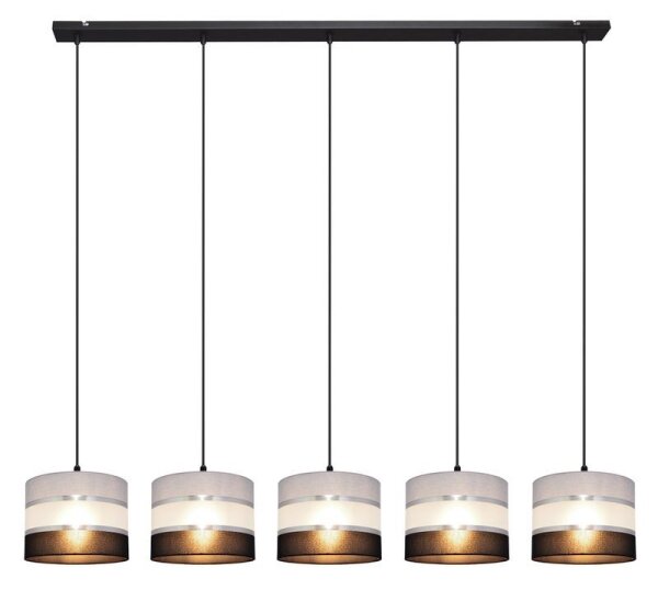 Lampadario a sospensione con filo HELEN 5xE27/15W/230V nero/grigio/argento