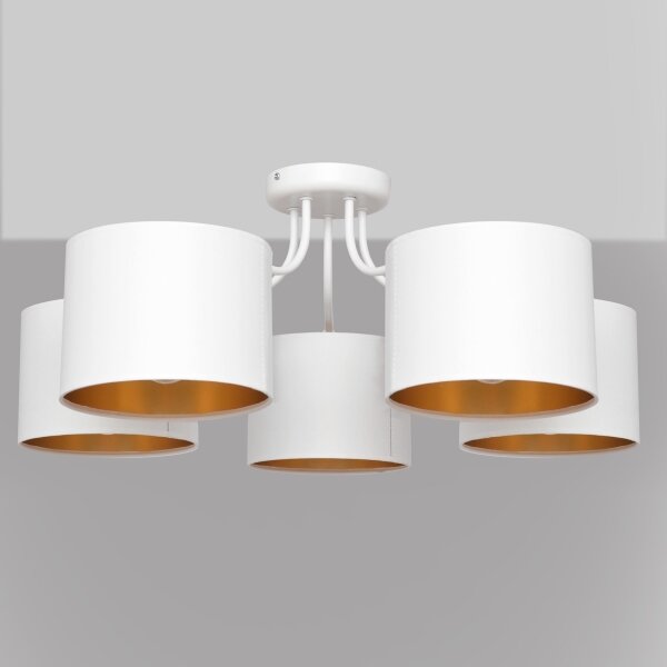 Lampadario a plafone ALBA 5xE27/15W/230V bianco/dorato