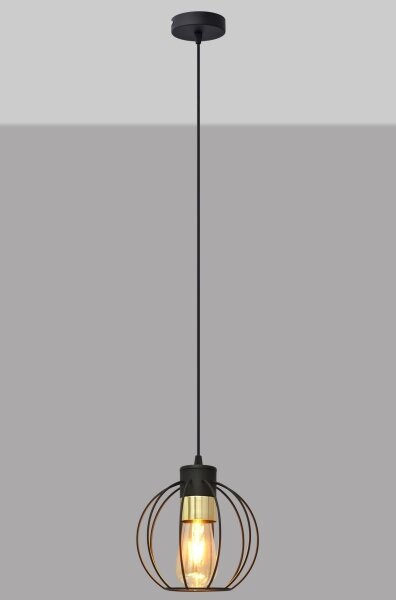 Lampadario a sospensione con filo STARLIGHT 1xE27/15W/230V nero/oro